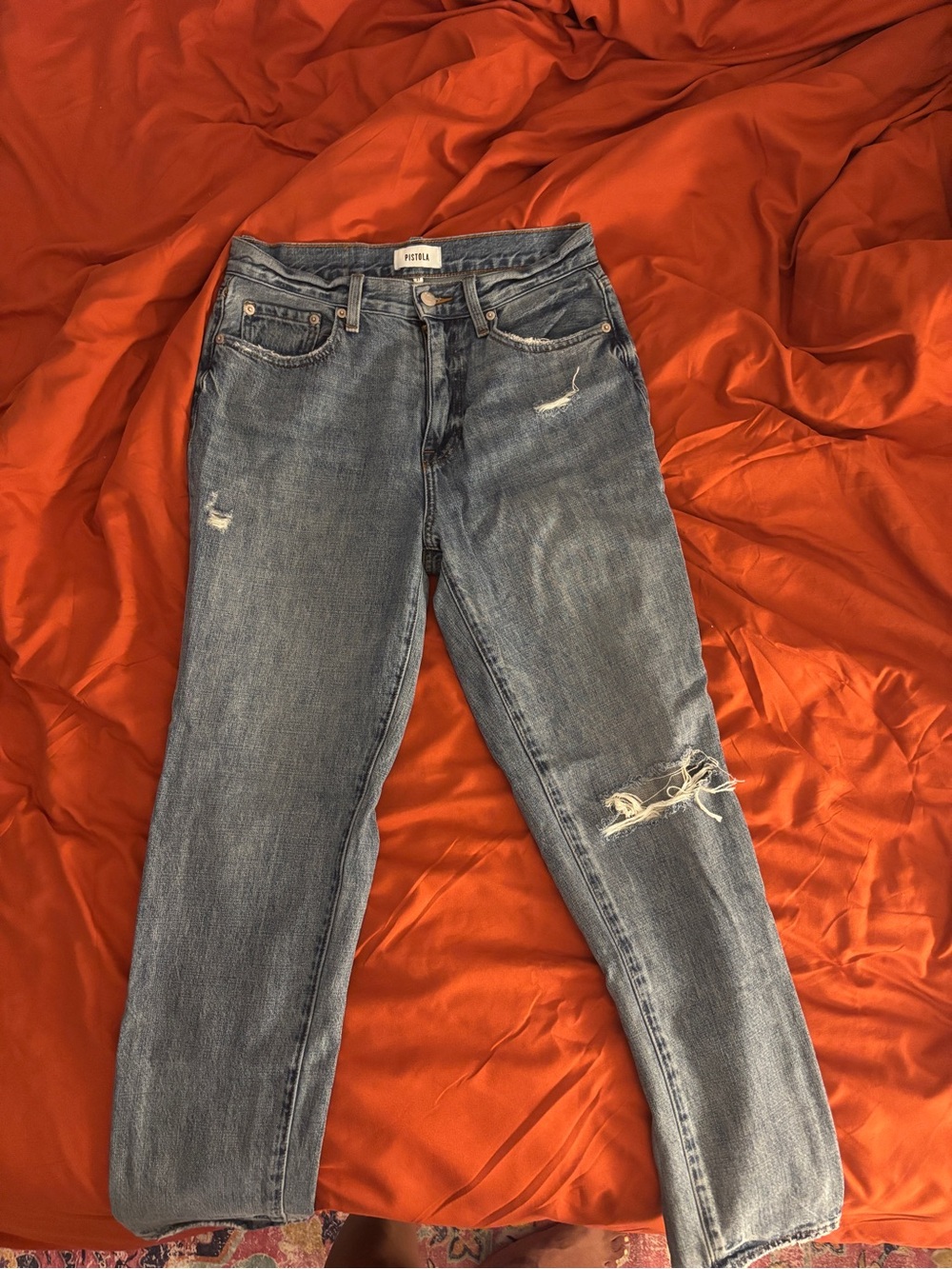 pistola Women's Straight Leg Distressed Jeans - Blue